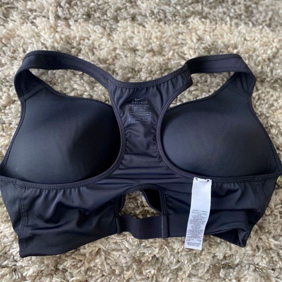 Nike Dri Fit Race Back Black Sports Bra Wireless Lined Pullover Active Size 34D - Picture 5 of 6